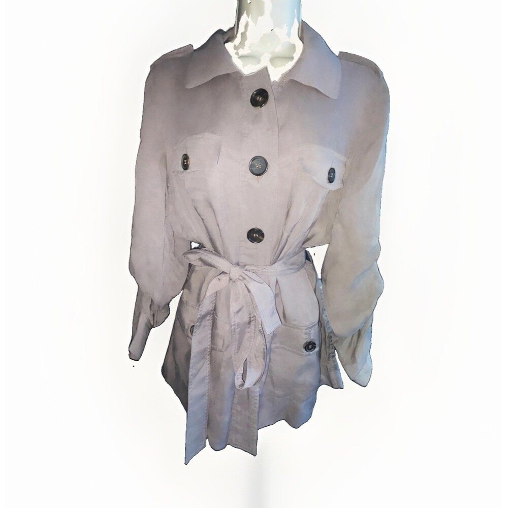 Gerard Darel Jacket 42 Taupe Belted Safari Trench Anorak Pockets Size M 10